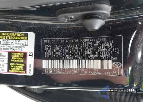 2011 Toyota Corolla S from USA, damaged, VIN 2T1BU4EE7BC585743